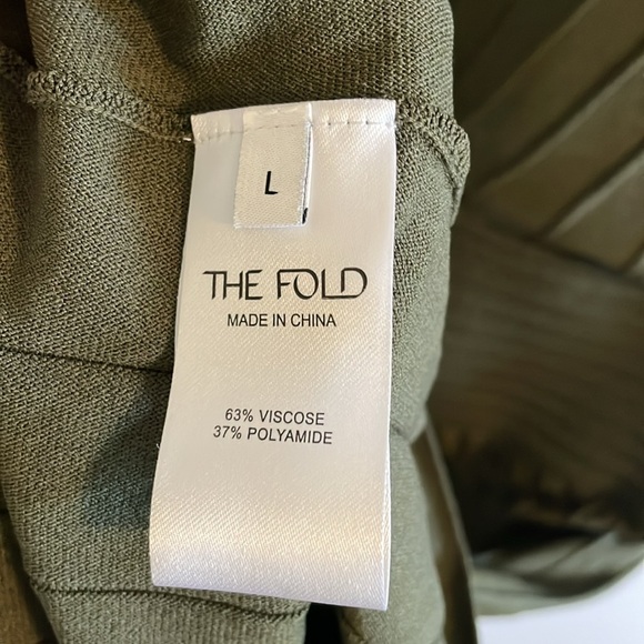 The Fold London Midi Pleated Dress Women’s Size Large Stretch Olive‎ Green - Picture 7 of 8